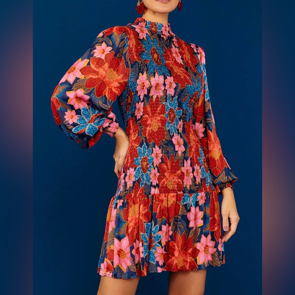FARM Rio Multicolor Floral Mini Dress - Red, Pink, Blue, Orange - Picture 3 of 7